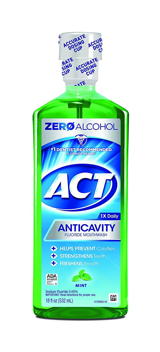 ACT Anticavity Fluoride Mouthwash, Alcohol Free, Mint - 18 fl oz